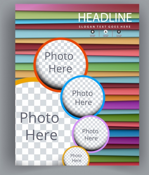 flyer template colorful horizontal stripes checkered circles 