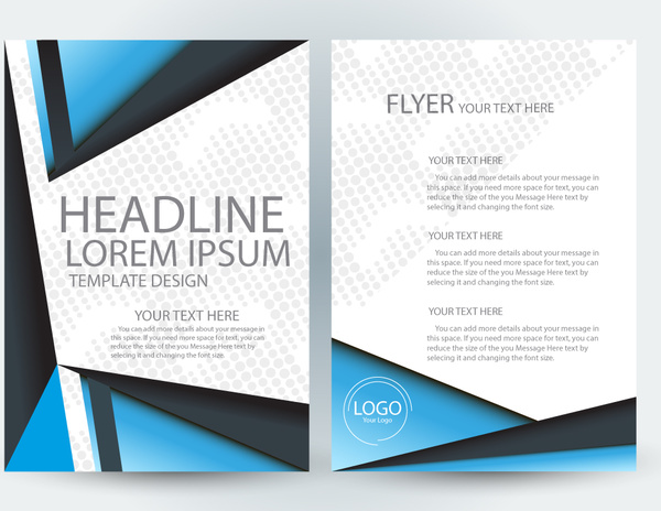 flyer template design with blue and white color 