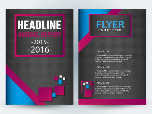 flyer template design with dark background and squares