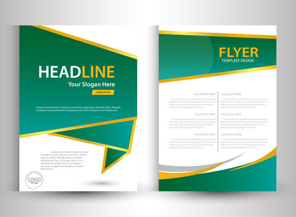 flyer template design with green and white color 