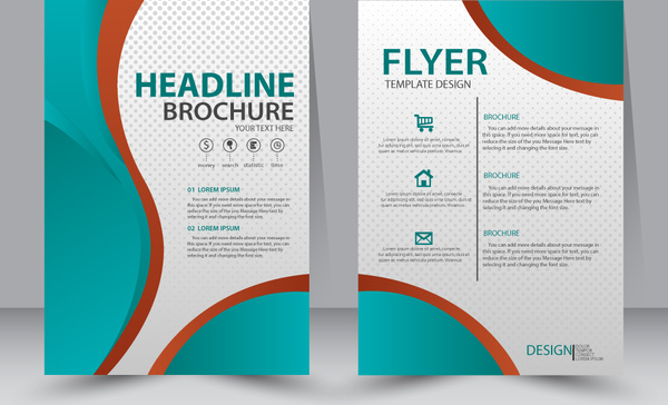 flyer template design with green curves illustration 