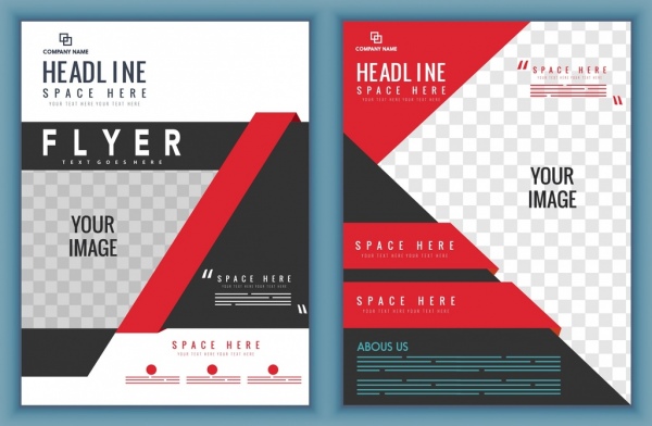 flyer template modern red white design squares decoration 