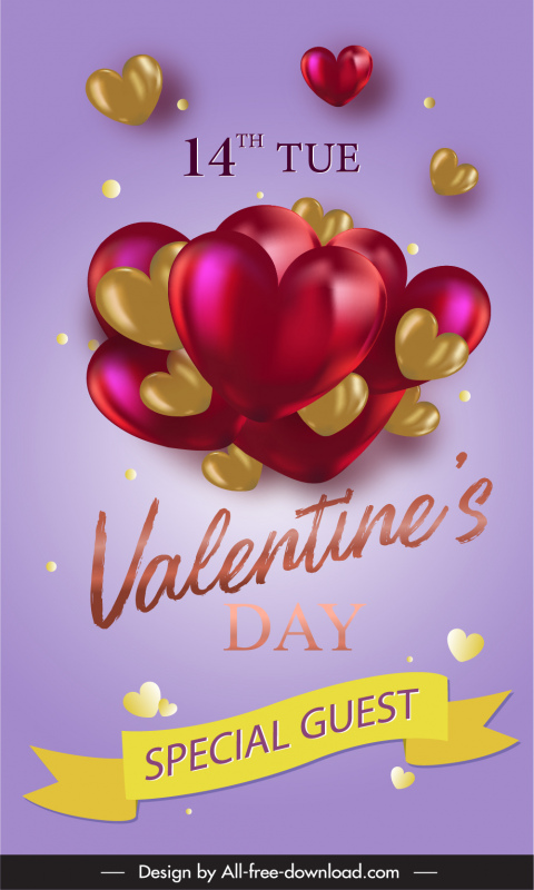 flyer valentine template elegant modern dynamic hearts balloon decor