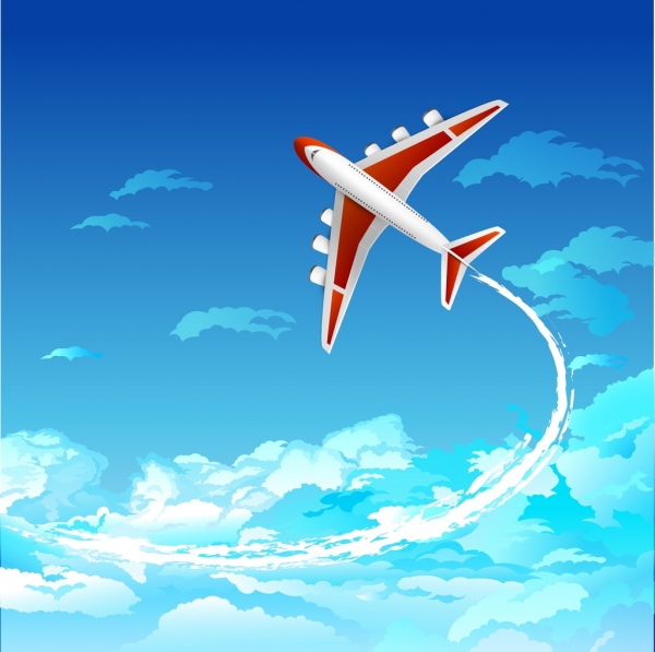 flying airplane background colorful decoration