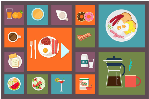 food and beverage icons collection vector illustration