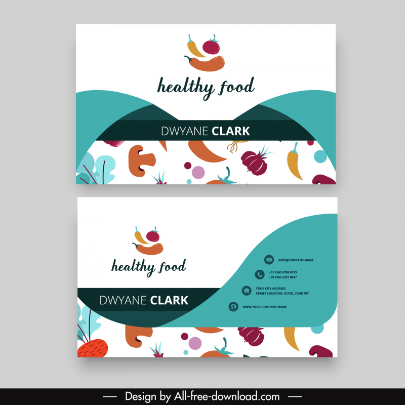 food business card templates ingredients elements decor