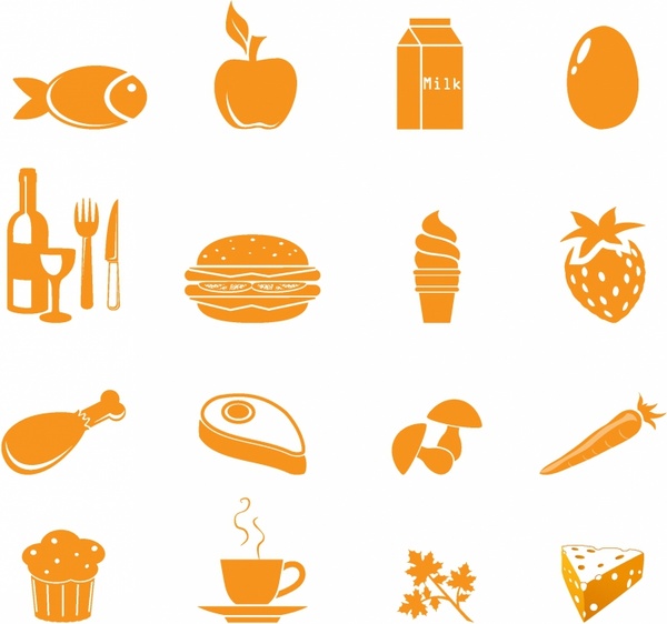 Food Icons Vectors graphic art designs in editable .ai .eps .svg format