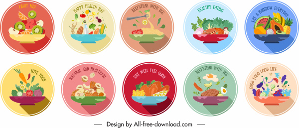 food labels templates colorful classic circle design