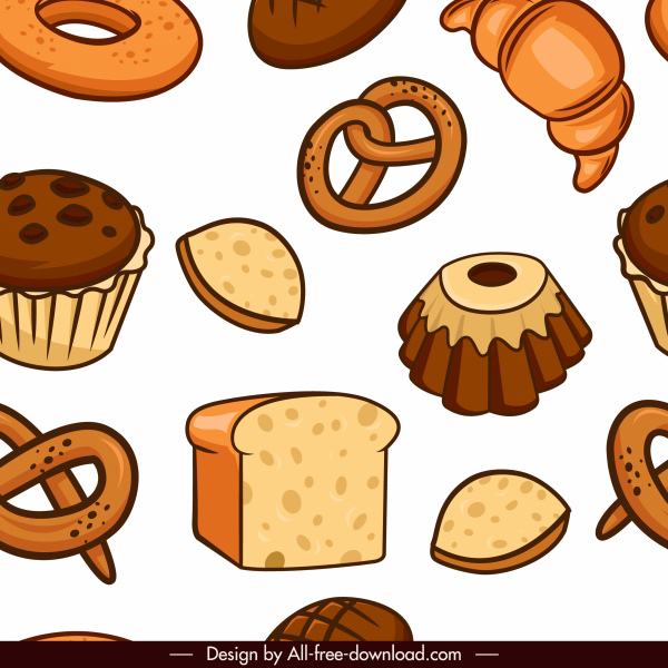 food pattern bread cake sandwich sketch classical handdrawn