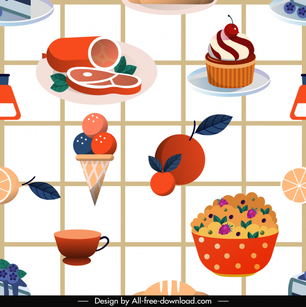food pattern template colorful classic decor