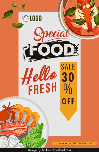 food sale banner template colorful classic flat design
