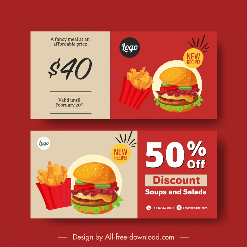 food voucher template classical fast food
