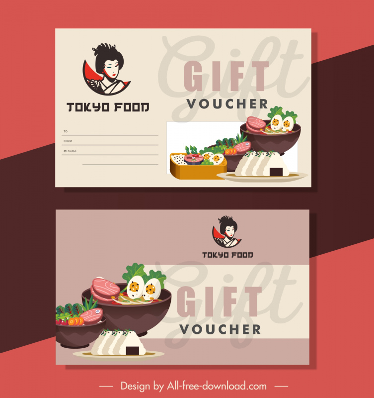 food voucher template classical japanese elements 
