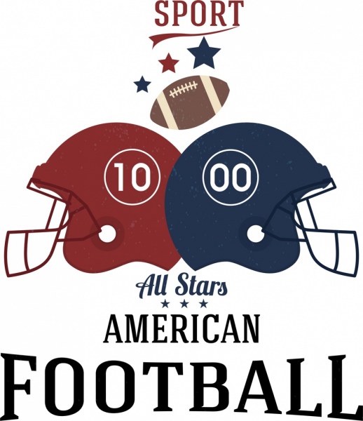 football advertisement helmet ball icons decoration