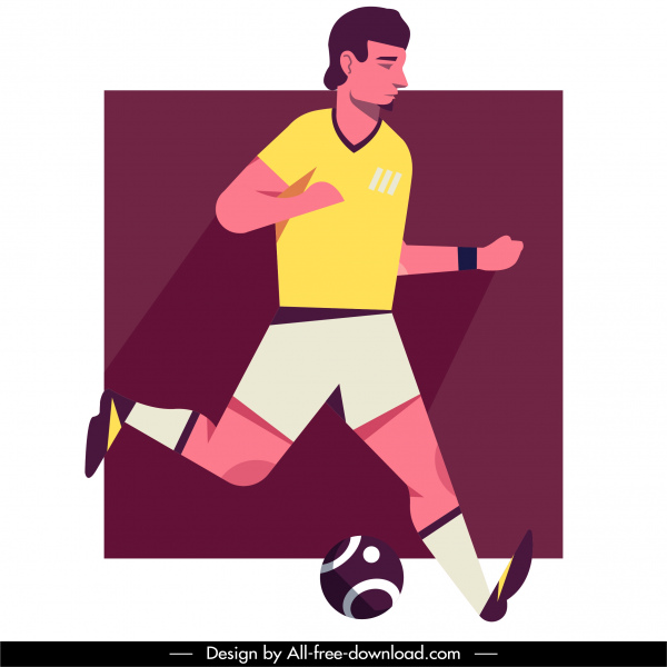 football player icon classic flat cartoon character sketch