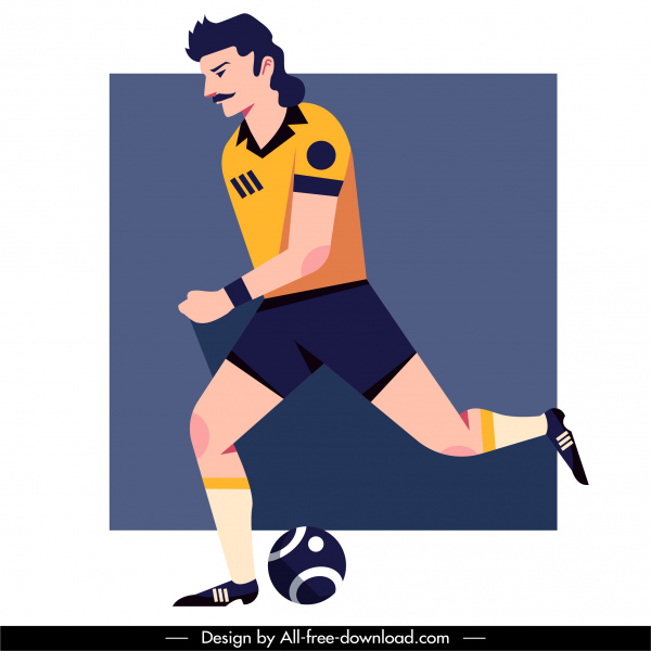 football player icon motion sketch flat cartoon character