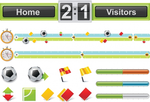 soccer match design elements colorful symbols sketch