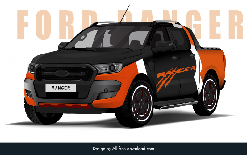 ford ranger car model advertising template 3d sketch
