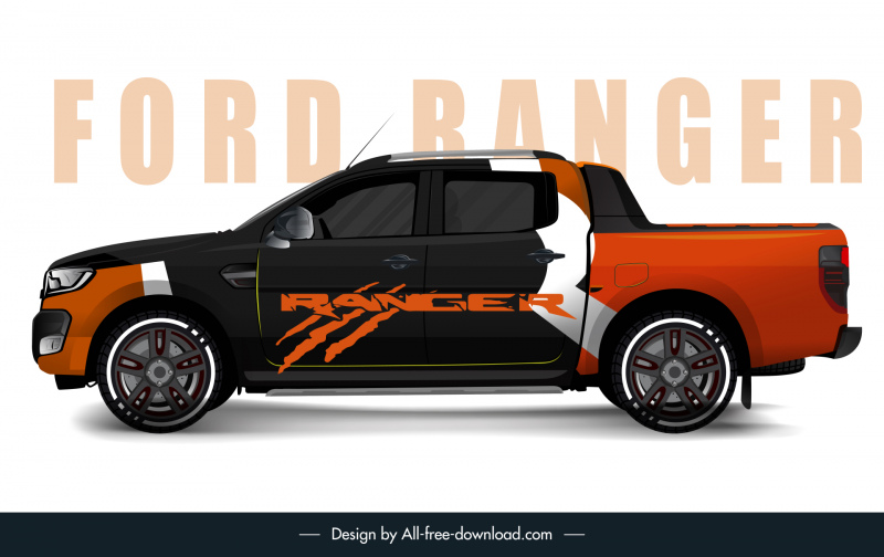 ford ranger car model advertising template flat side view outline 