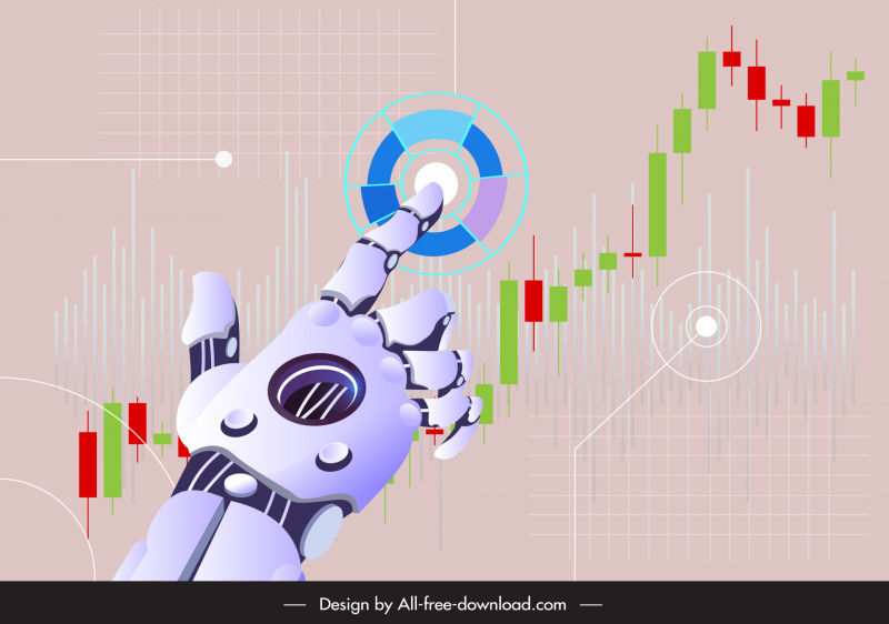 forex trading backdrop 3d robotic hand charts sketch