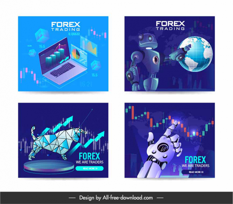 forex trading banner collection technology elements decor