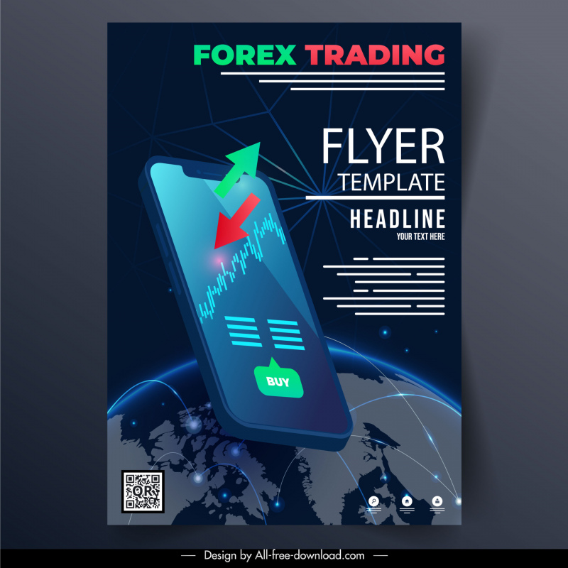  forex trading flyer template 3d smartphone earth sketch