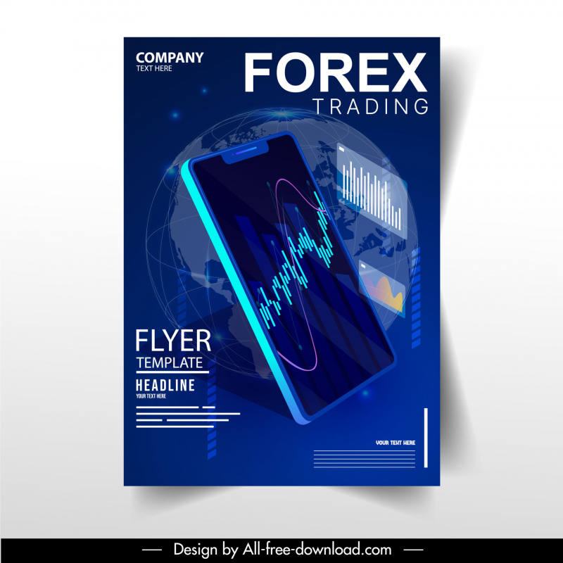  forex trading flyer template 3d smartphone globe sketch
