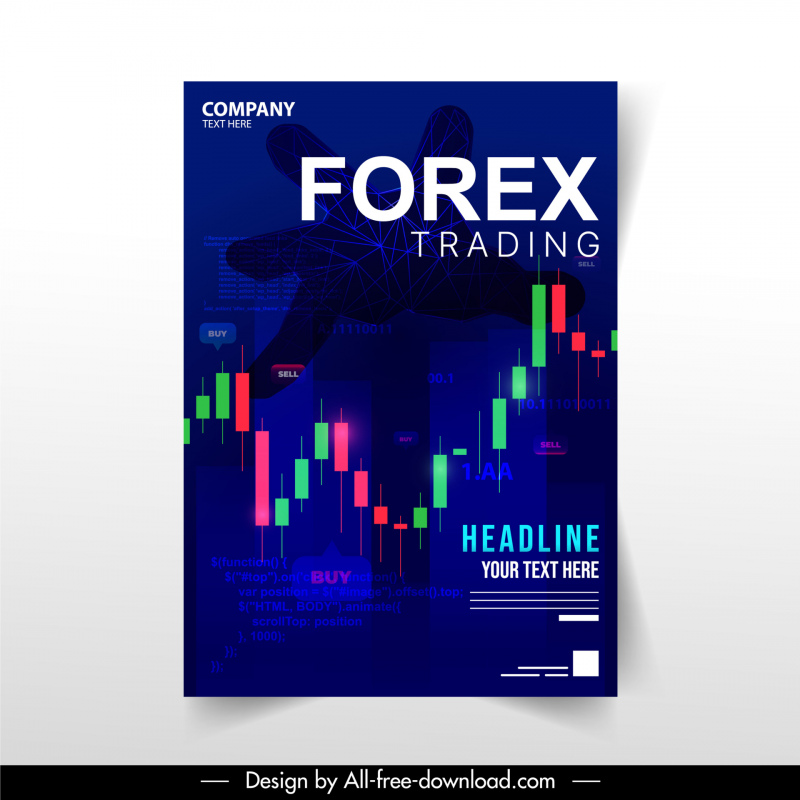forex  trading flyer template candlelight chart sketch dark design