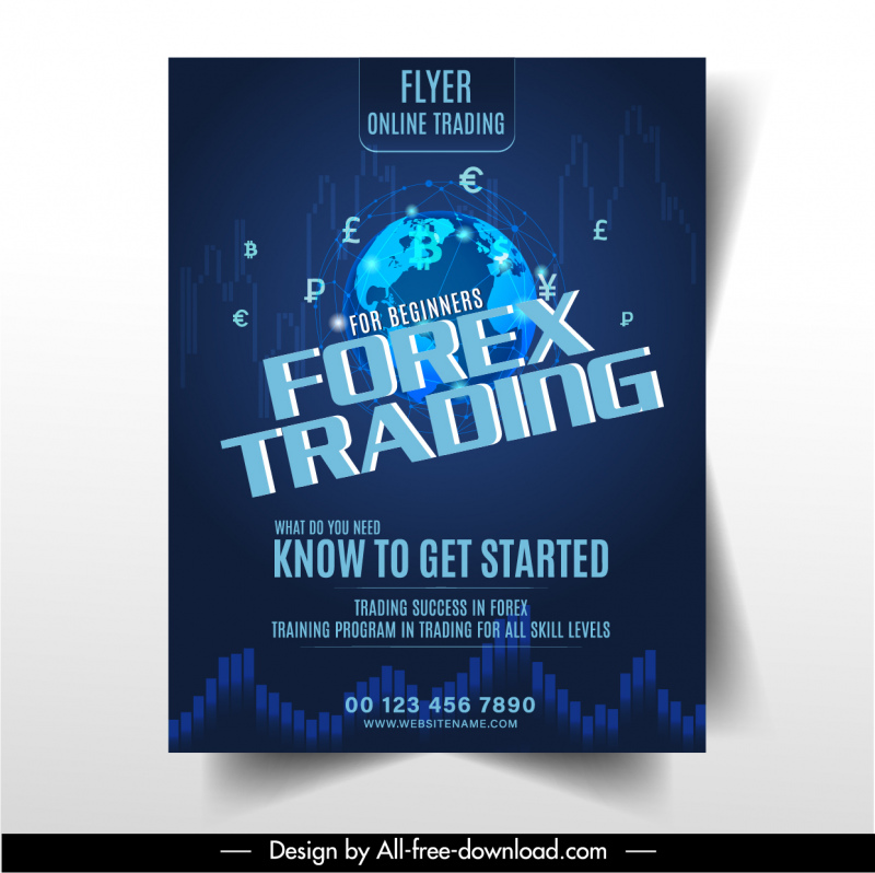  forex trading flyer template earth currency elements dark design 