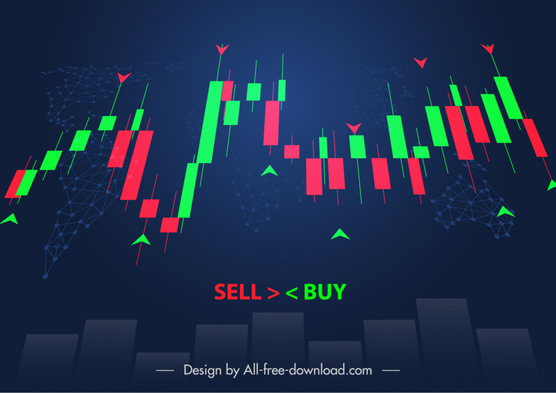 forex trading signal backdrop contrast dynamic chart world map sketch