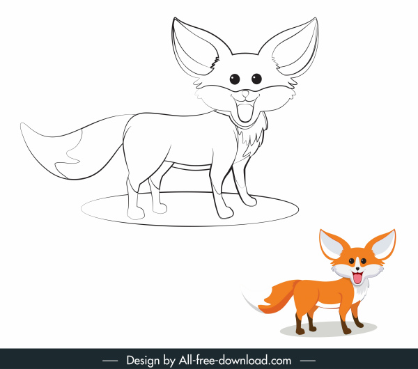 fox icon cute cartoon design handdrawn sketch