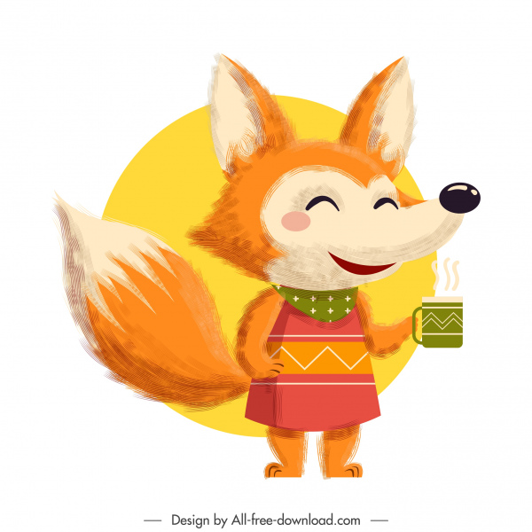 fox icon cute stylized cartoon character colorful classic