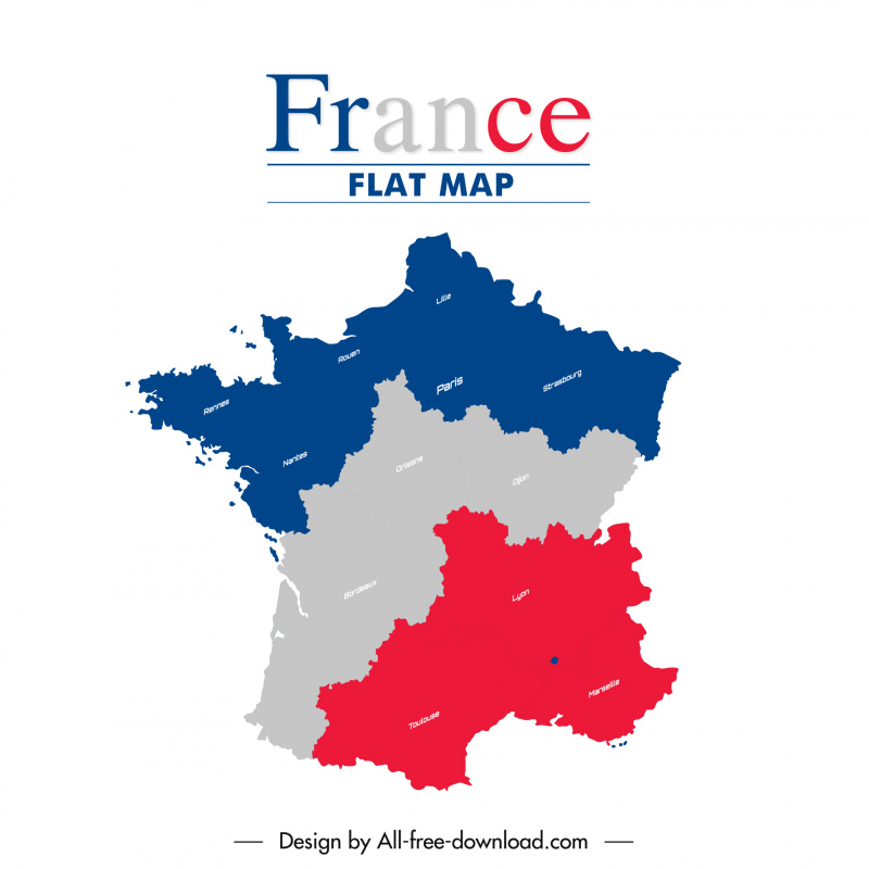 france advertising banner flat map sketch