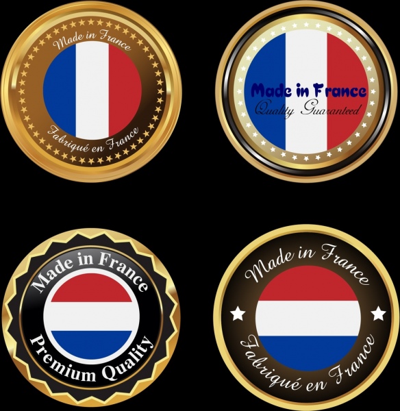 france medals collection flag design shiny golden circles