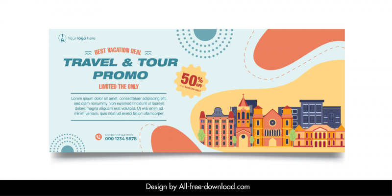 france travel banner template flat architectures scene sketch