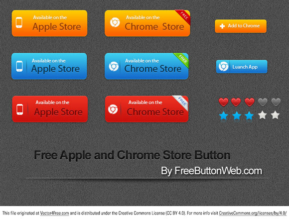 free apple and chrome store vector button