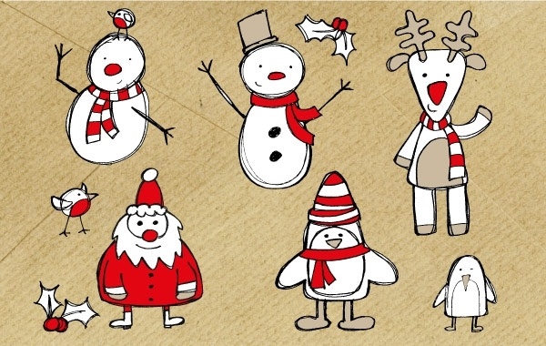 Free Christmas Themed Sketchy Vector Graphics Pack