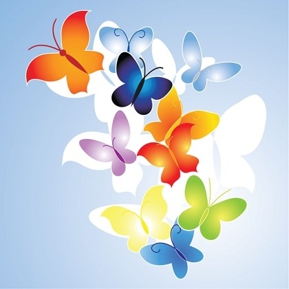 colorful butterflies background seamless white silhouette decoration