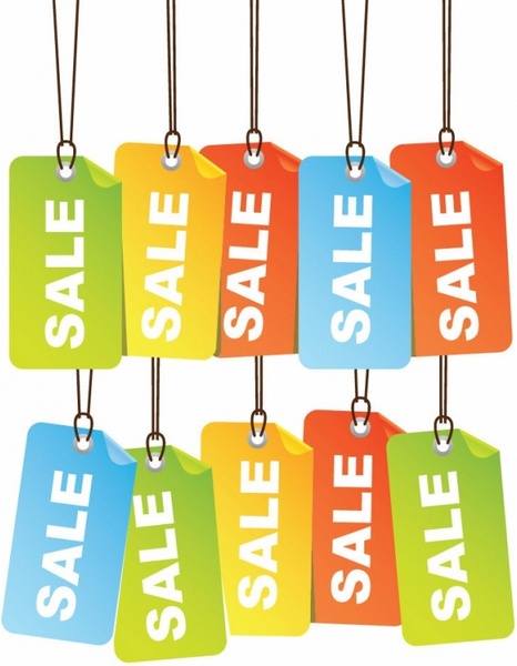 Free Colourful Sale Tags Vector Illustration