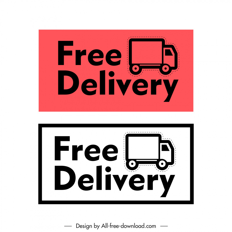 free delivery stamp template flat texts truck