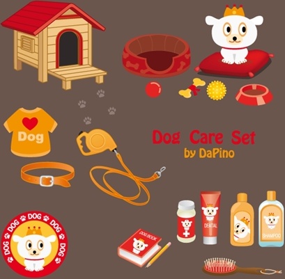 dog care sets design elements various colored style