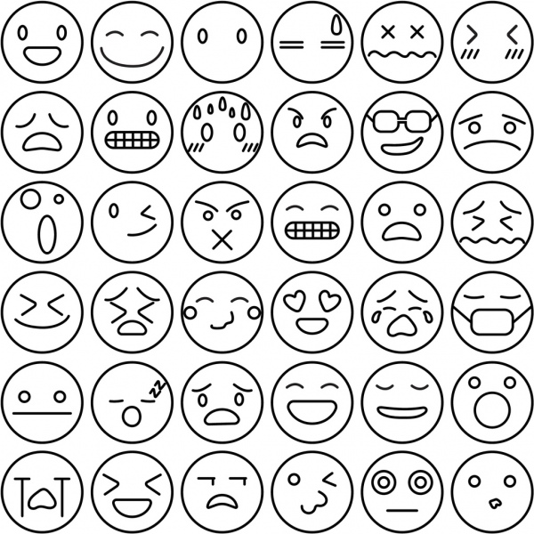 free emoji icons set with white background 