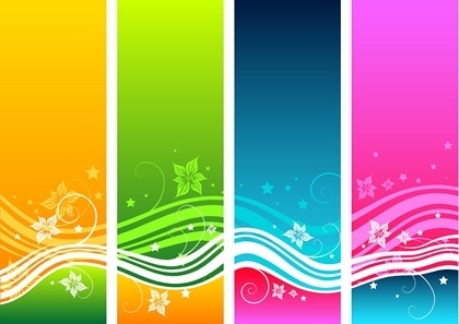 colorful floral background sets vertical style curves decoration