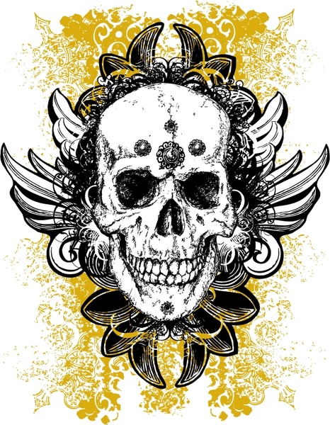 Free grunge skull vector illustration
