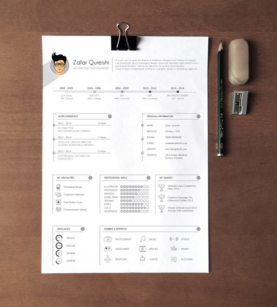 free professional resume cv template for graphic designers