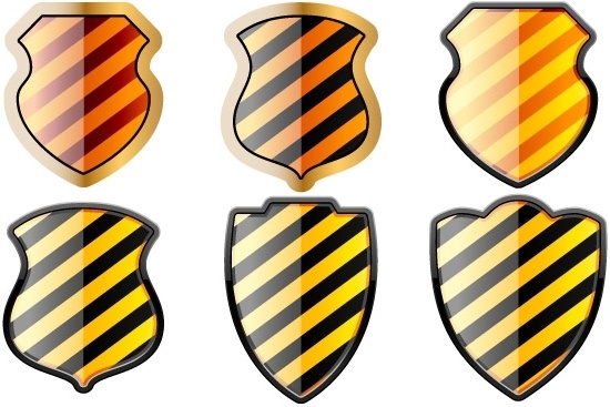 Free set of of shields in black and yellow stripes