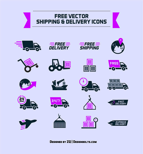 free shipping delivery vector icon set