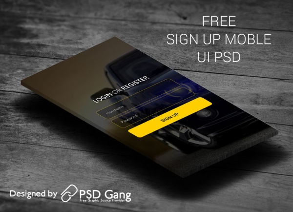 free sign up mobile ui psd