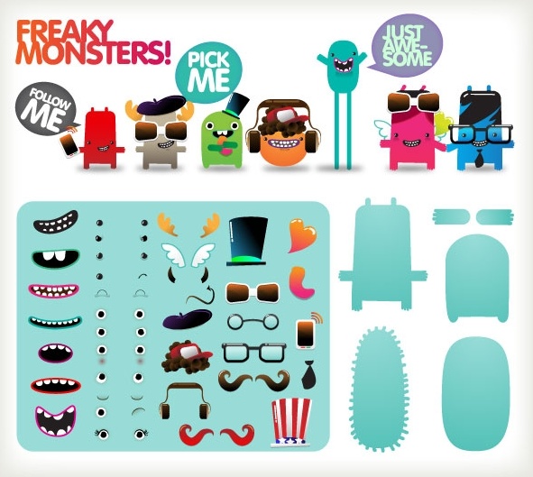 free to dress the little monster vector