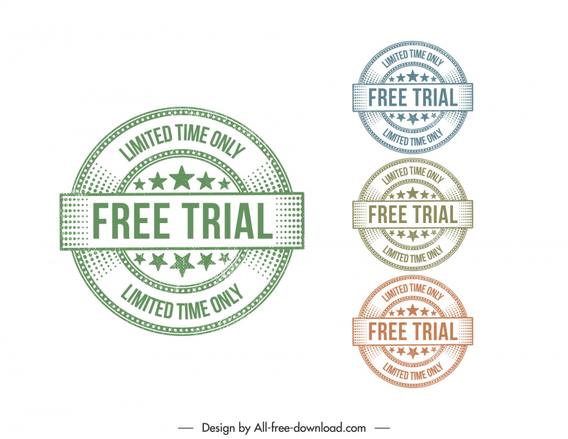 free trial stamp templates flat symmetric circles